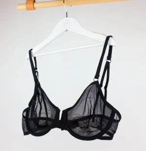 Mesh plunge bra [Black]