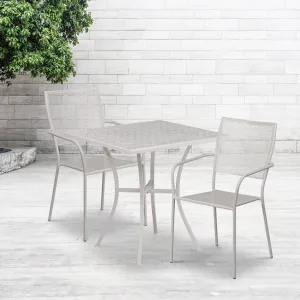 28SQ Gray Patio Table Set CO-28SQ-02CHR2-SIL-GG