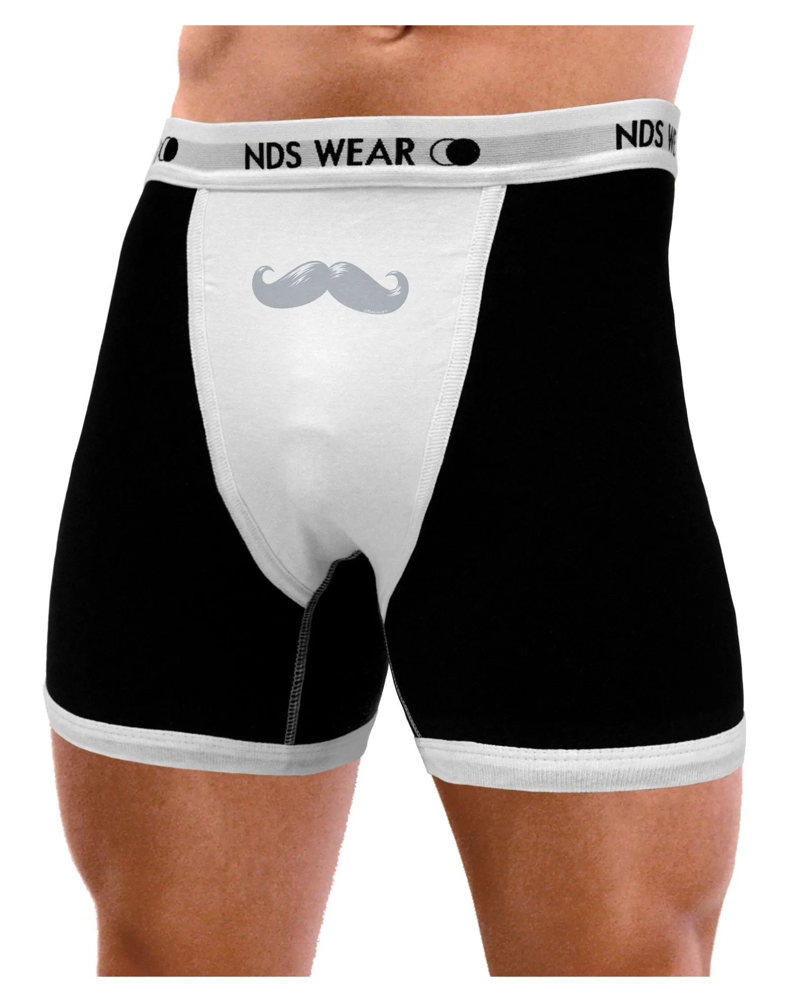 Big Silver White Mustache Mens Boxer Brief Underwear