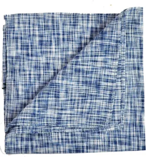 Blue Cotton/Linen Blend Pocket Square