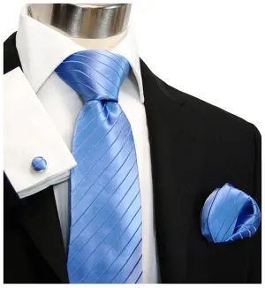 Blue Striped Paul Malone Silk Tie and Accessories