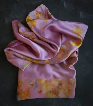 Botanical Print Naturally Dyed Silk Pillowcase / MAGENTA