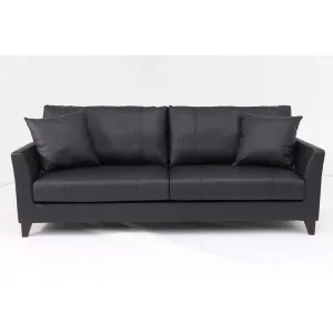 Carlo Leatherette 3 Seater Sofa for Living Room - Black