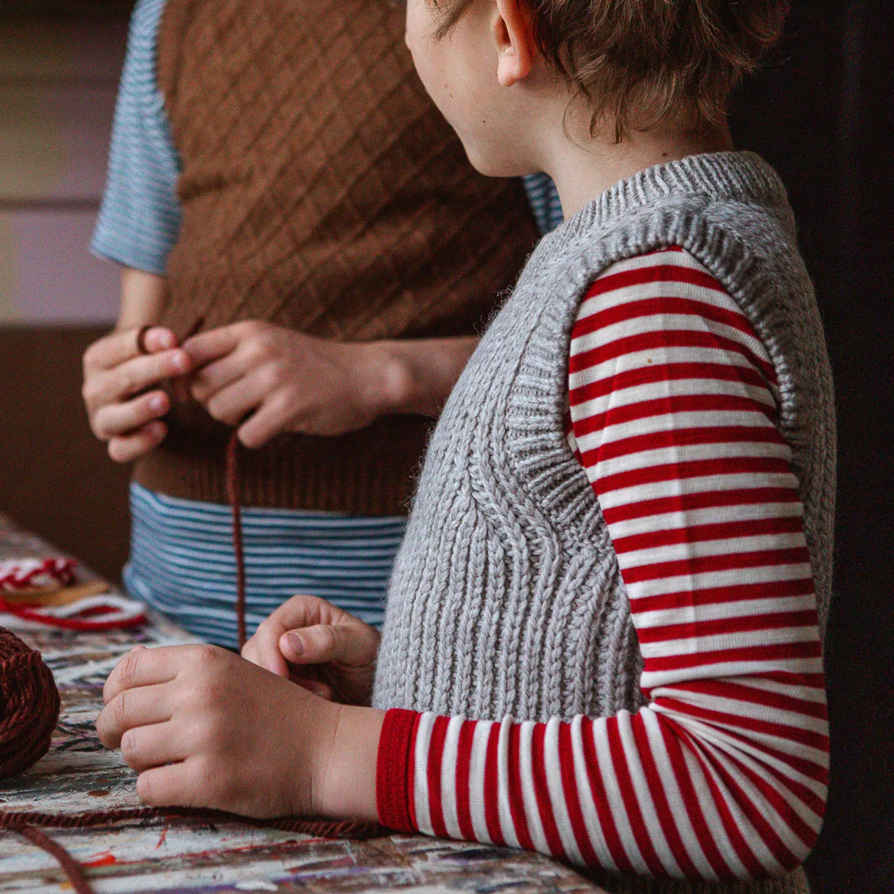 Child's Long Sleeve Top 100% Organic Merino - Stripes (1-12yrs)