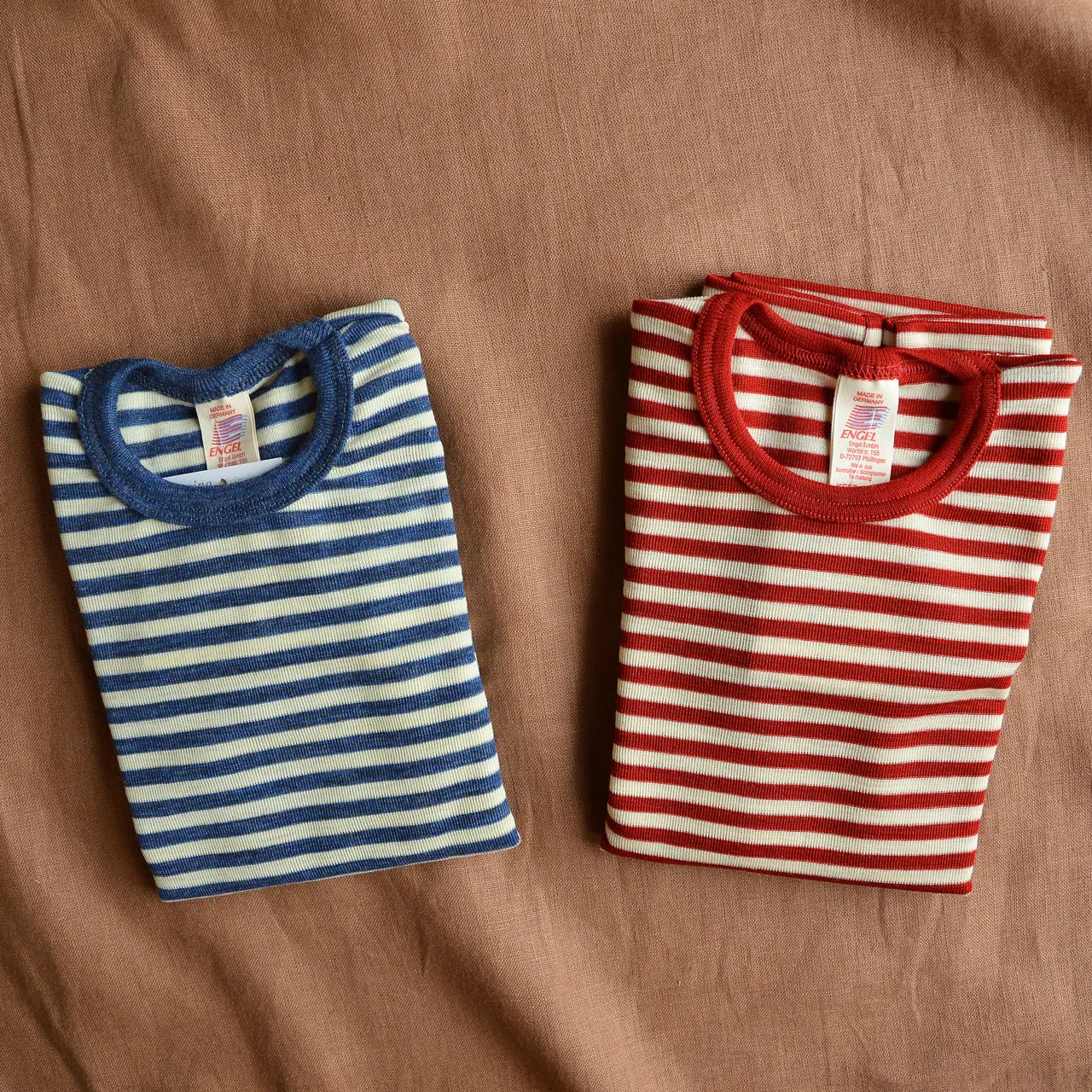 Child's Long Sleeve Top 100% Organic Merino - Stripes (1-12yrs)