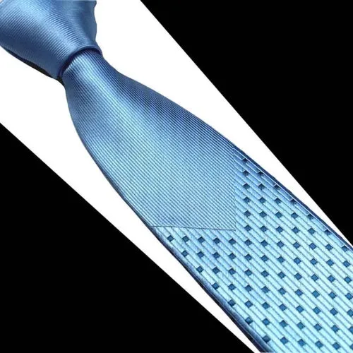 Classy Men Blue Dotted Luxury Silk Narrow Tie