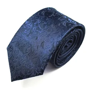 Classy Men Blue Floral Luxury Silk Narrow Tie