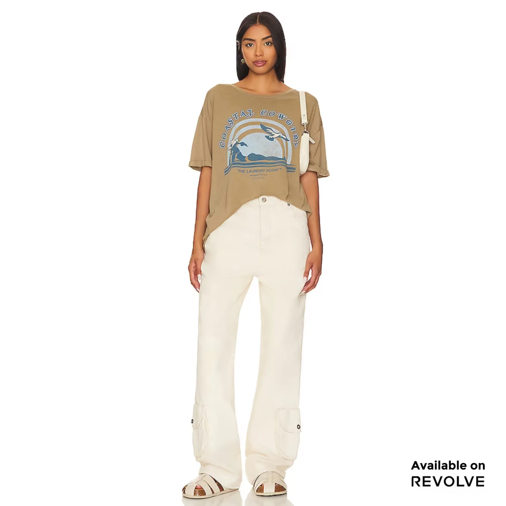 Coastal Cowgirl - Oversized Tee - Camel Gold