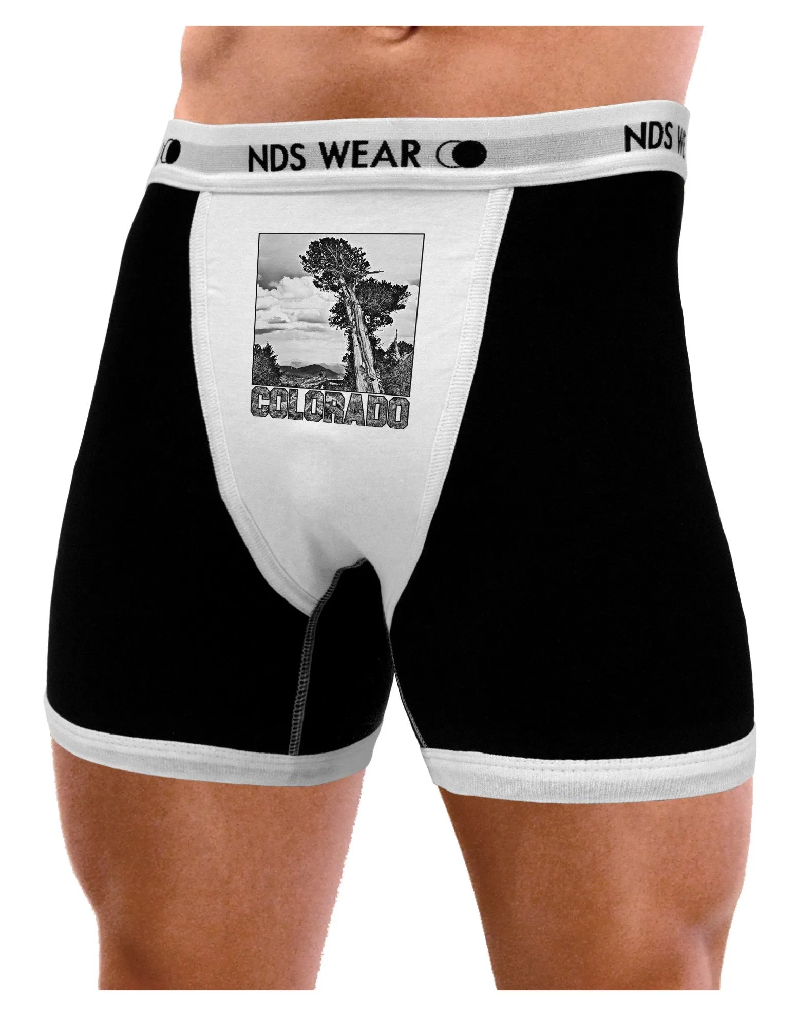 Colorado Landscape Text BW Mens Boxer Brief Underwear