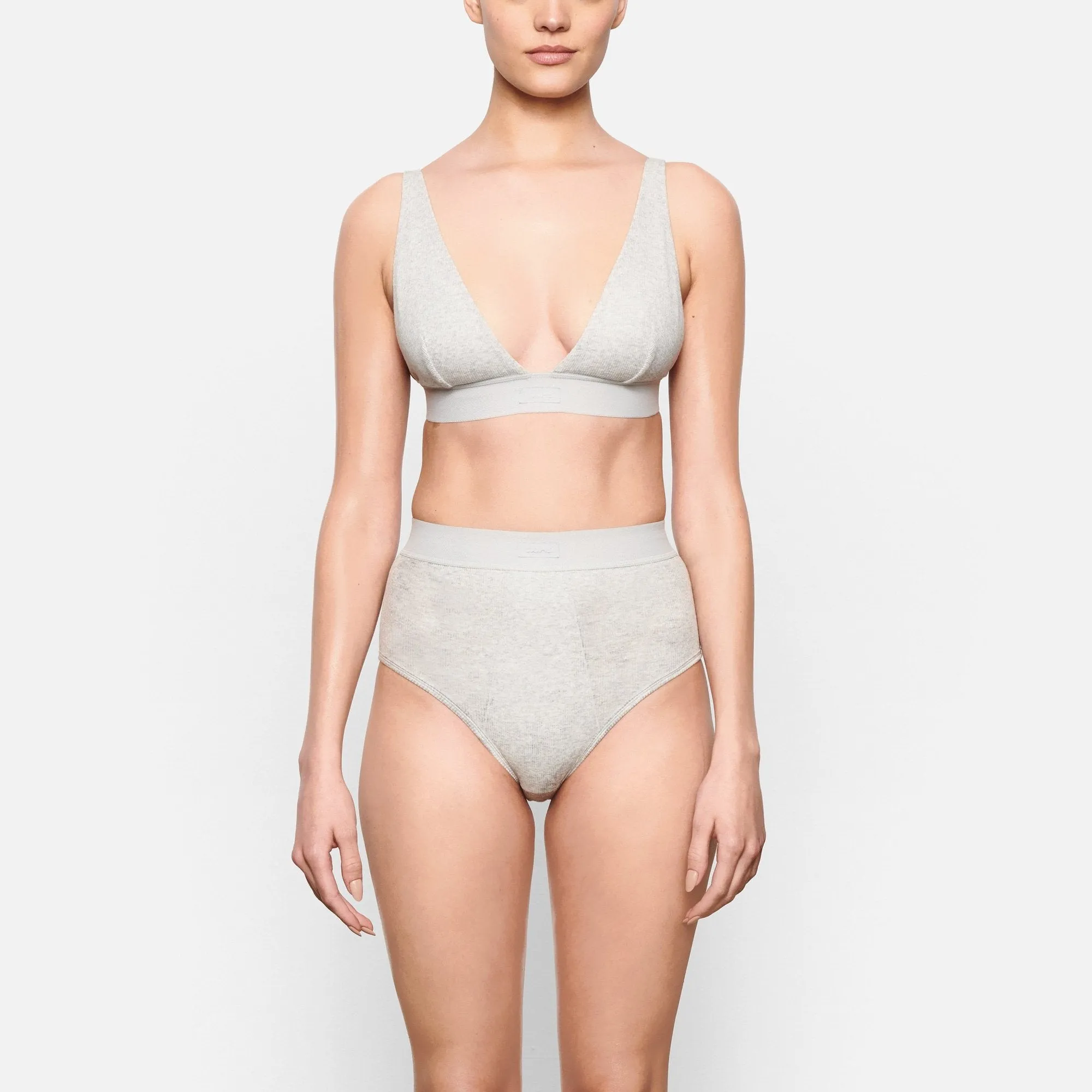 COTTON RIB BRIEF | LIGHT HEATHER GREY