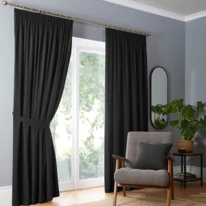 Dijon Pair of Pencil Pleat Curtains by Fusion in Black