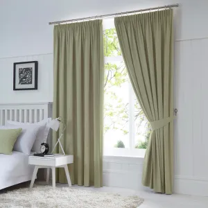 Dijon Pair of Pencil Pleat Curtains by Fusion in Green