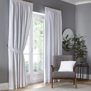 Dijon Pair of Pencil Pleat Curtains by Fusion in White