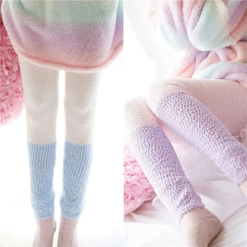 Fuzzy Pastel Long John Leggings