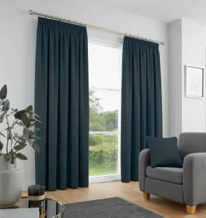 Galaxy Pair of Pencil Pleat Curtains by Fusion in Navy