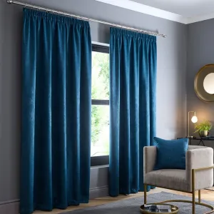 Galaxy Pair of Pencil Pleat Curtains by Fusion in Teal