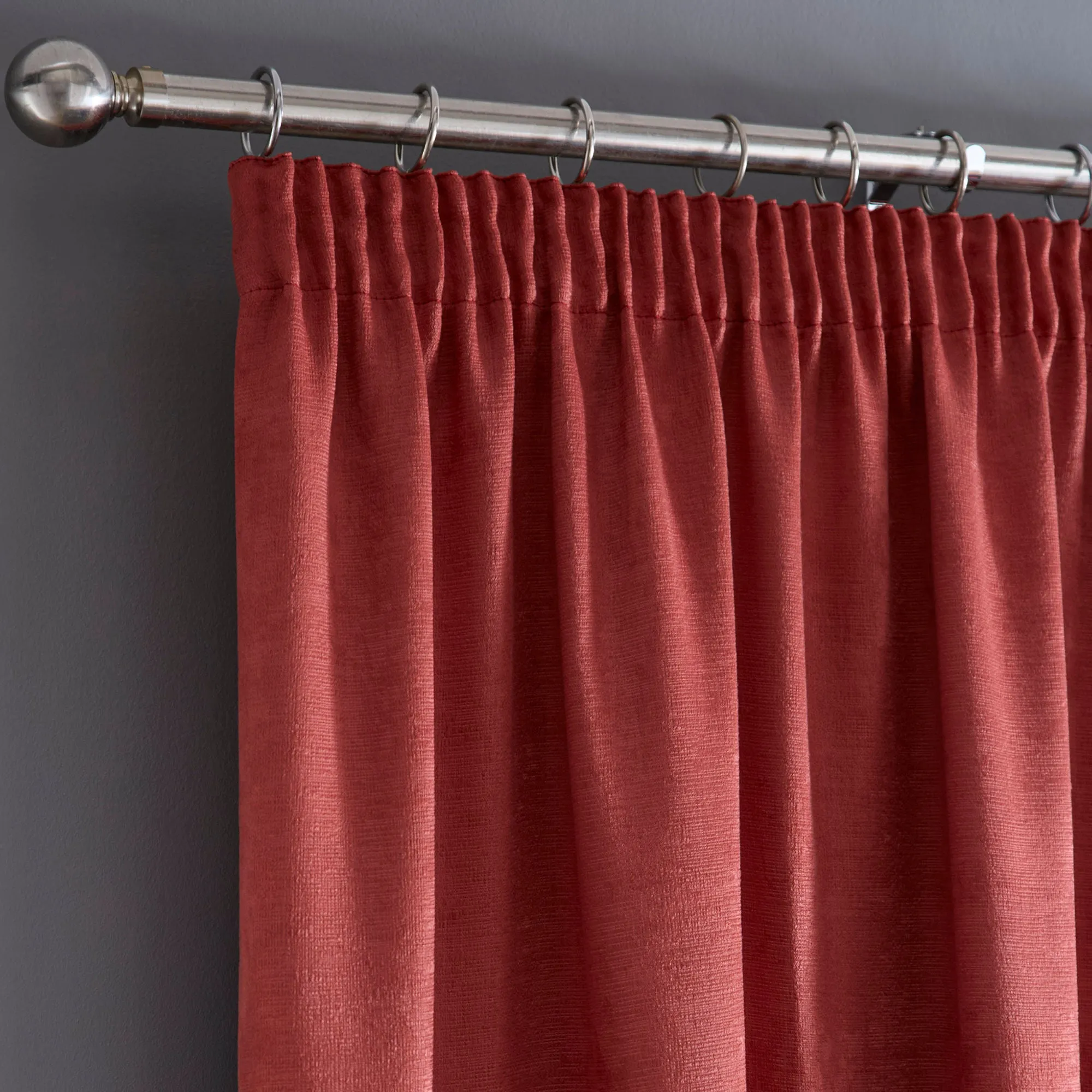 Galaxy Pair of Pencil Pleat Curtains by Fusion in Terracotta