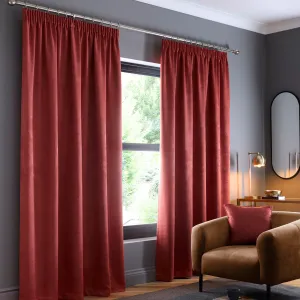 Galaxy Pair of Pencil Pleat Curtains by Fusion in Terracotta