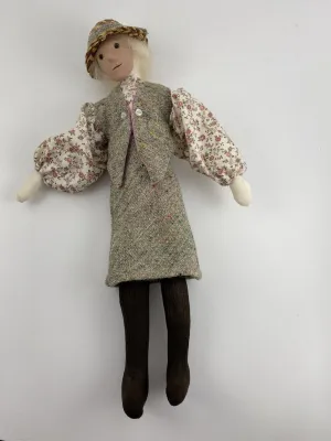 Handmade Cloth Woman 13” Doll w/Hand Sewn Clothes /r