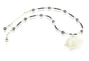 Hibiscus Flower Crystal Pearl Necklace