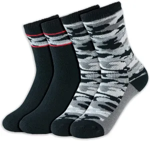 Hot Feet Boy's 2 Pairs Heavy Thermal Socks - Thick Insulated Crew for Cold Weather; Size: 6-13.5 (Age: 5-11)