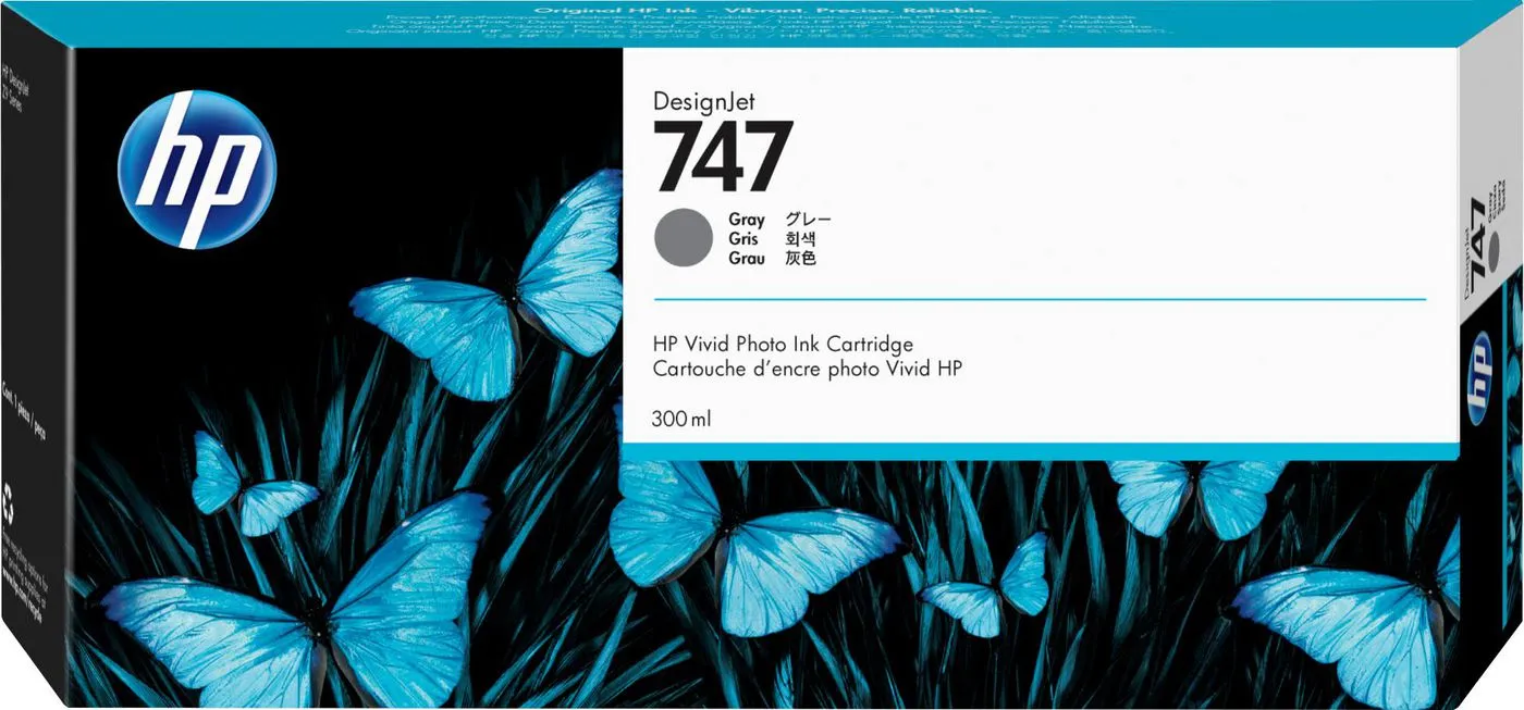 Hp 747 300-Ml Gray Ink Cartridge