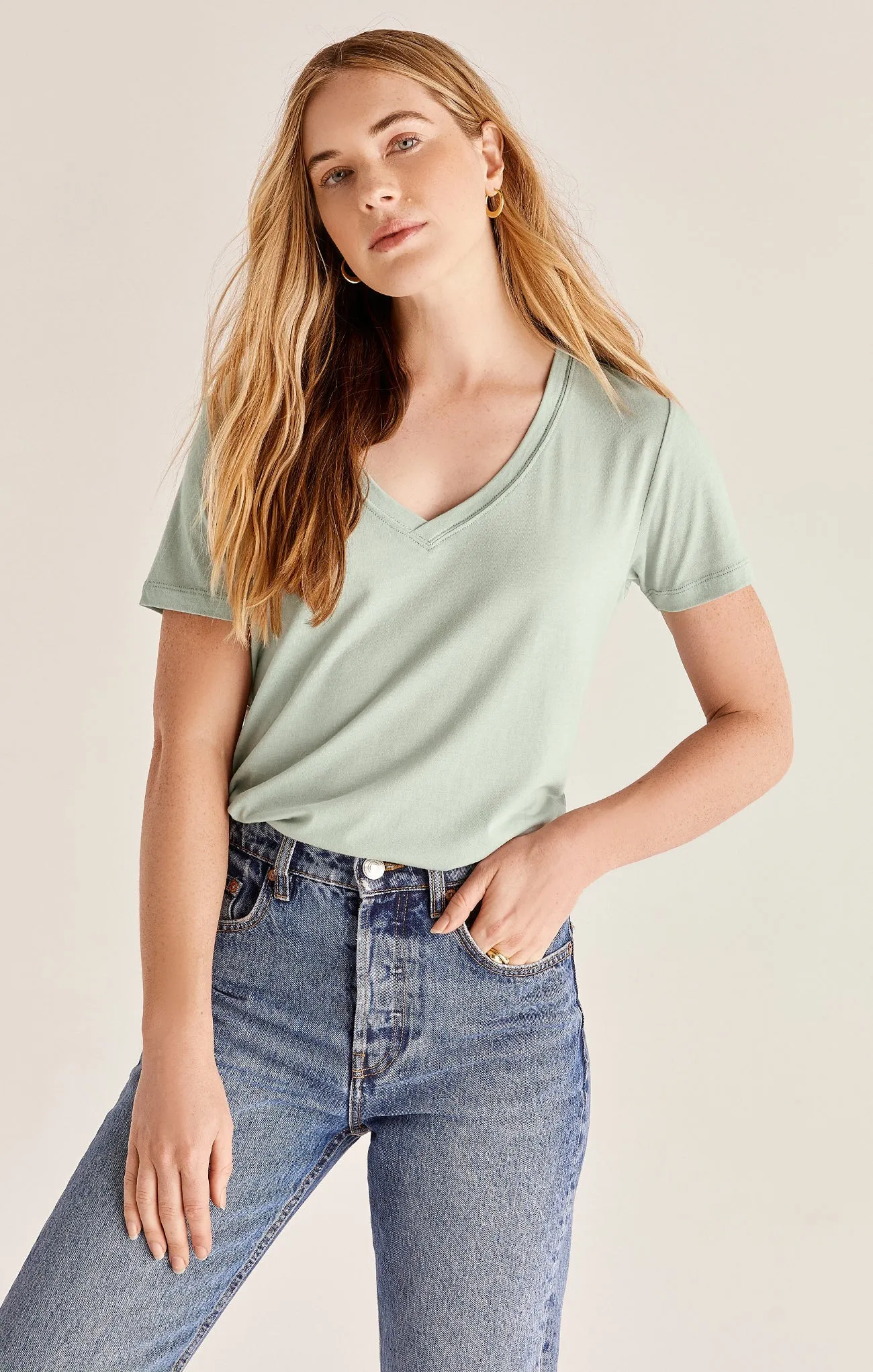 Kasey Modal V-Neck Tee - Seaglass