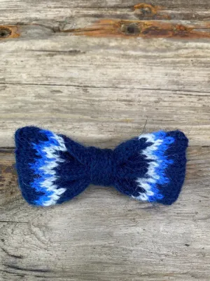 Knitted Wool Bow Tie - Dark Blue