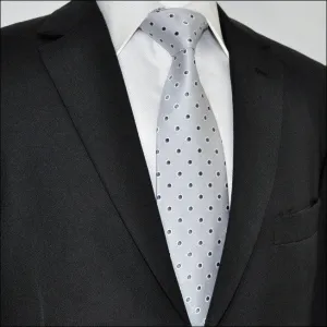 Light Gray and Black Polka Dot Silk Necktie Set JXPA21