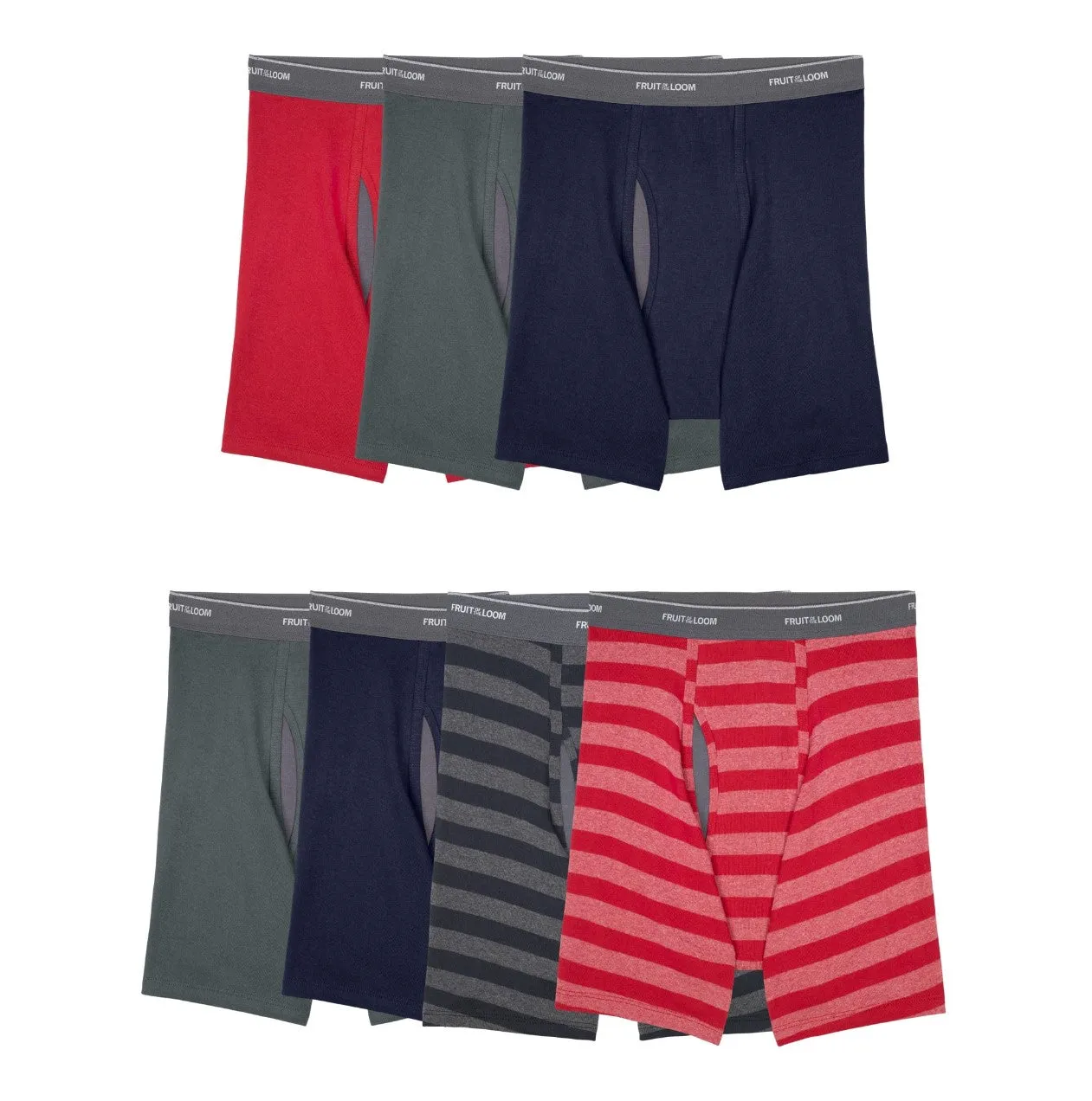 Men's CoolZone® Fly Boxer Briefs, Assorted Solids And Stripes 7 Pack