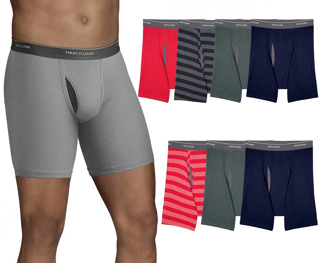 Men's CoolZone® Fly Boxer Briefs, Assorted Solids And Stripes 7 Pack