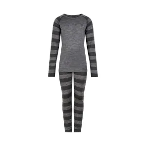 Merino Wool Base Layer Ski Unders Set: Light Gray