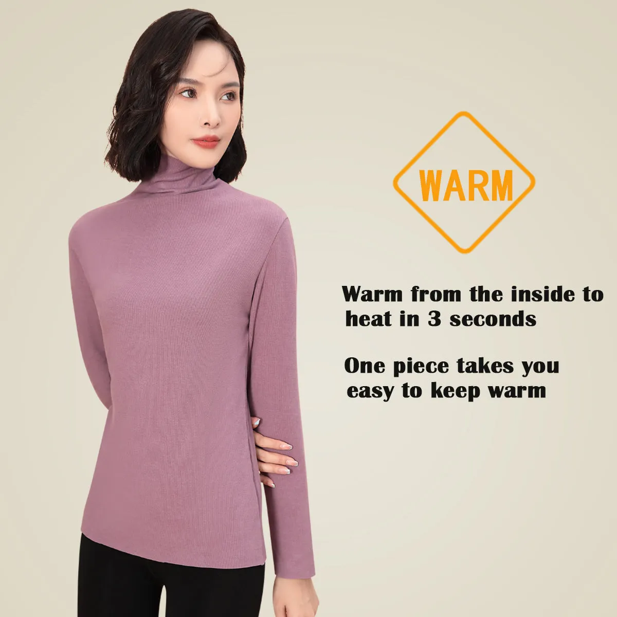 Sidiou Group Winter Thickened High Neck Thermal Underwear Top Winter Fleece Shirt Warm Cotton Long Sleeve Top For Women