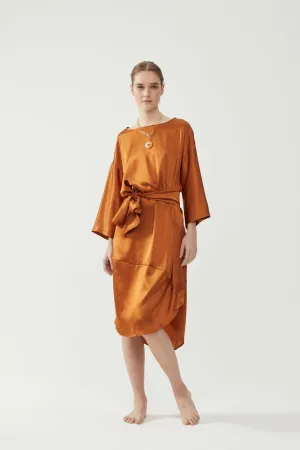 Silk Tulip Dress - Burnt Orange