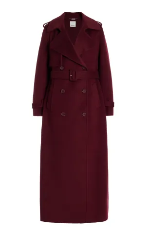 SIMKHAI - Rumi Belted Long Coat in Oxblood