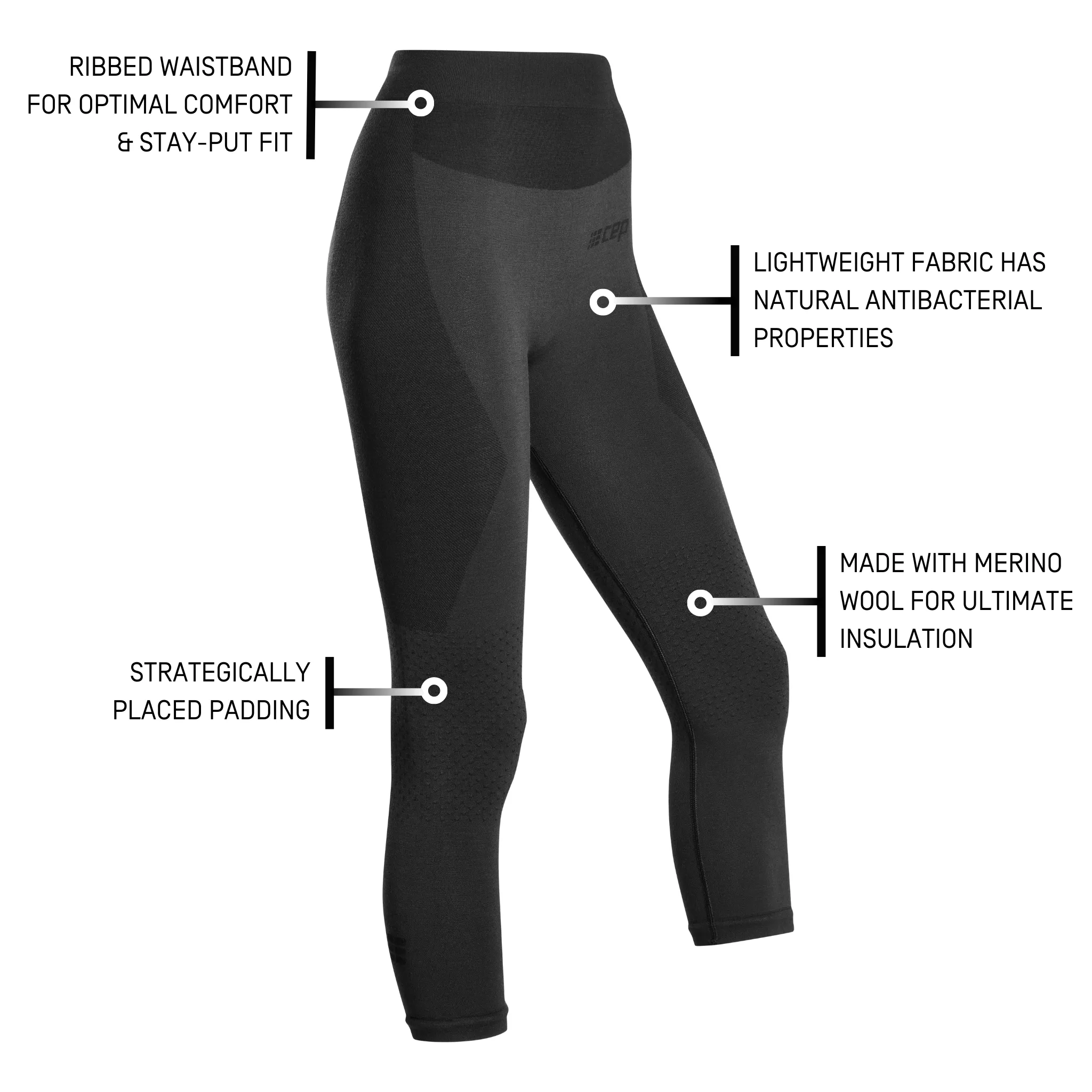 Ski Merino 3/4 Base Tights, Women