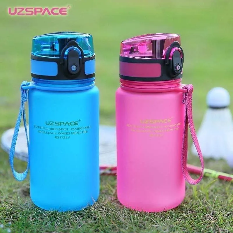 UZSPACE 350ML Water bottles Kids Cartoon Lovely Eco-friendly Plastic Shaker Sports Drink My Bottle Portable leakproof Drinkware