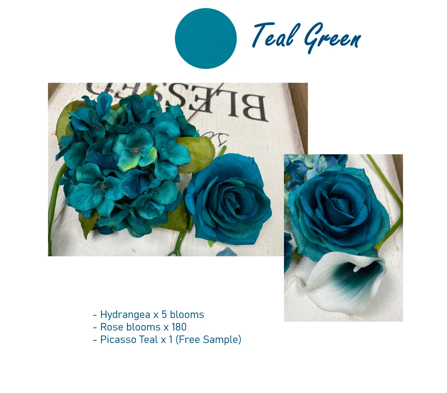 Wholesale- Teal green theme flowers