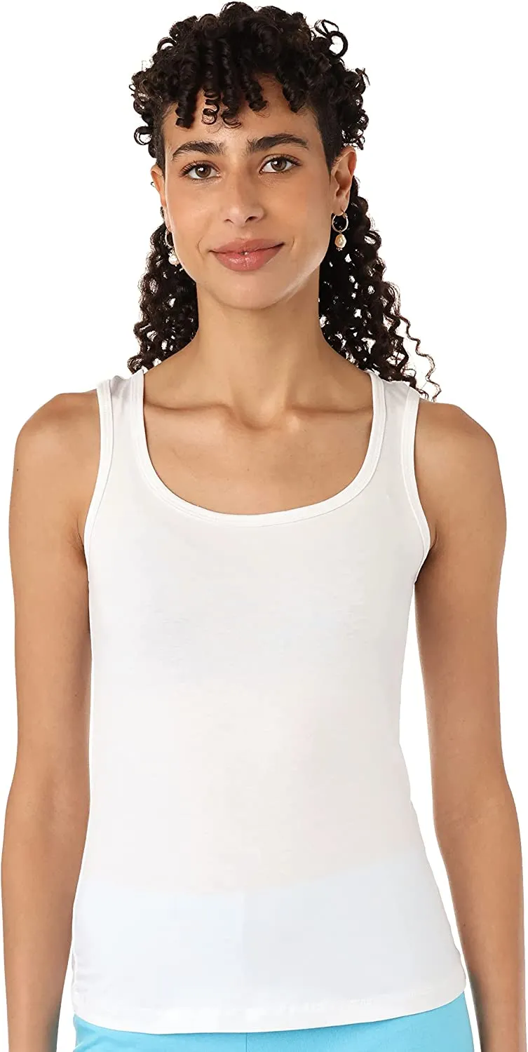 Women Tank Top Wide Strap - White