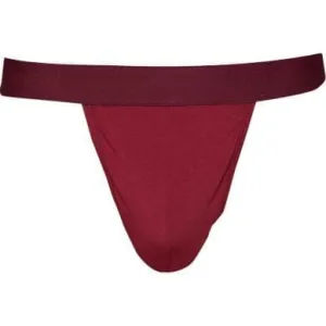 Wood Men's Soft Modal Cotton Blend Thong Burgundy Red