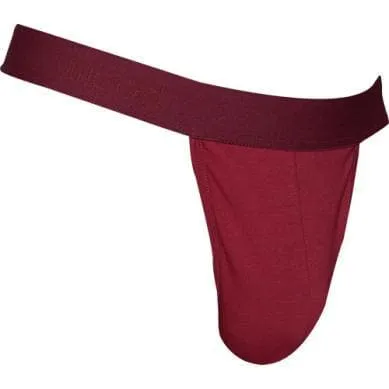 Wood Men's Soft Modal Cotton Blend Thong Burgundy Red